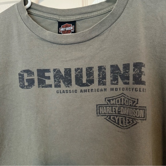 Harley-Davidson Vintage 2002 Men’s T-Shirt Size 2X Olive Green Logo Made In USA - Picture 5 of 8